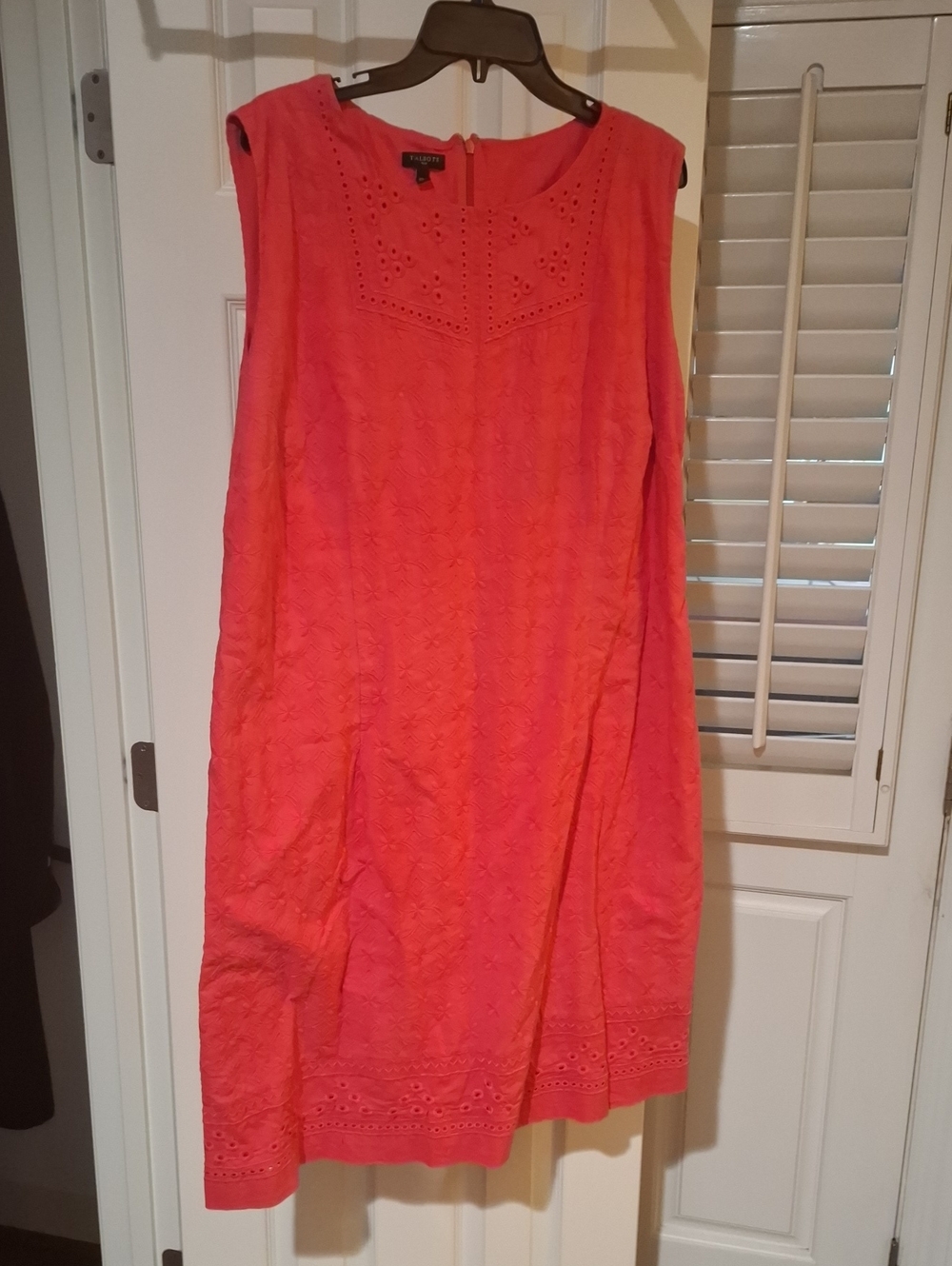 Talbots Sleeveless Eyelet Shift Dress - Coral Pink